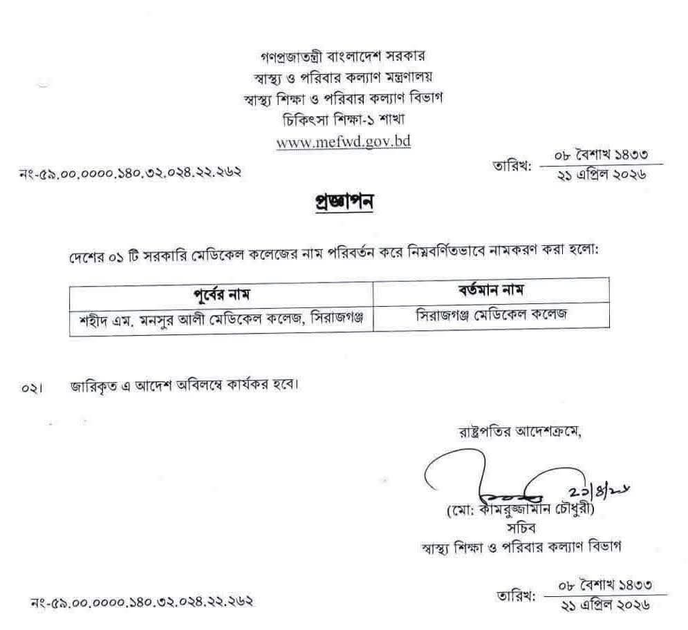 শহীদ এম. মনসুর আলী মেডিকেল কলেজ